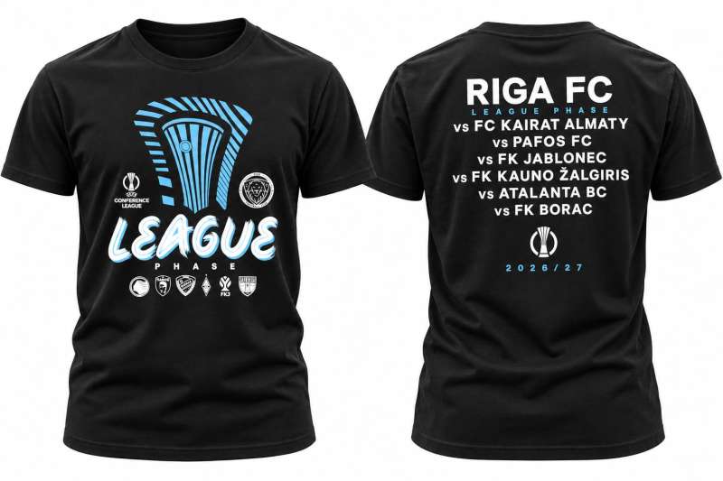 Riga FC kokvilnas krekls, melns — UEFA Līgas fāze